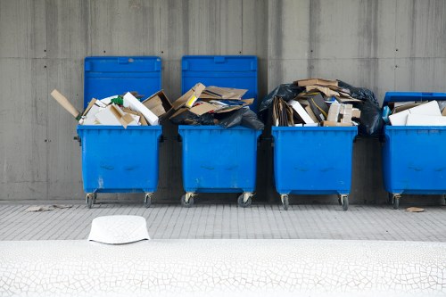 Professional rubbish removal team at work