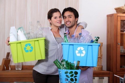 Professional rubbish removal team at work