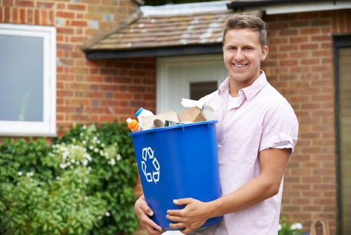 Various types of waste being sorted for recycling